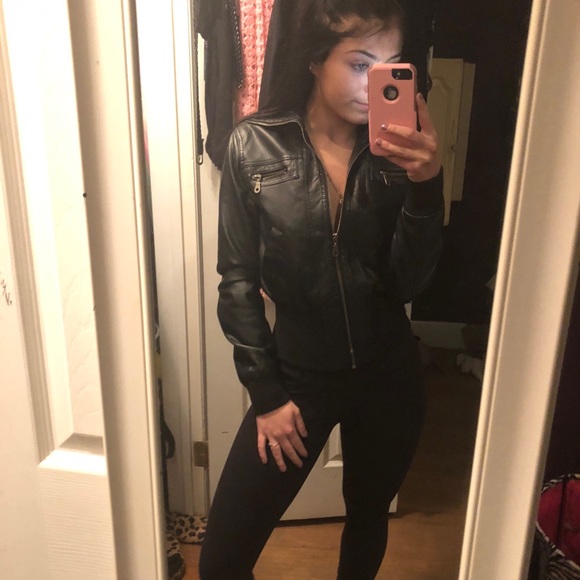 Black faux leather jacket - Picture 3 of 4
